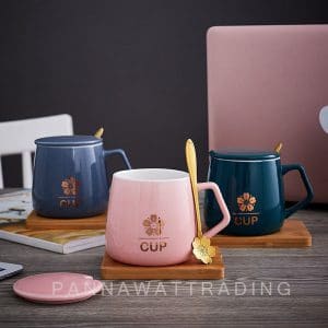 แก้วกาแฟพร้อมช้อน สกรีนชื่อฟรี