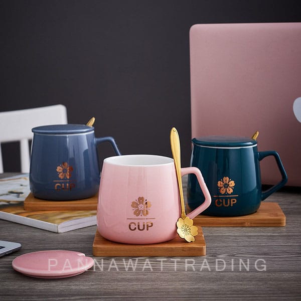 แก้วกาแฟพร้อมช้อน สกรีนชื่อฟรี