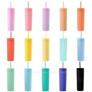 แก้วน้ำพรีเมี่ยมพลาสติก 2 ชั้น BPA free สีสันสดใส สกรีนโลโก้ฟรี